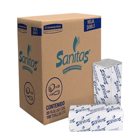 Toalla interdoblada Sanitas con 2000 piezas