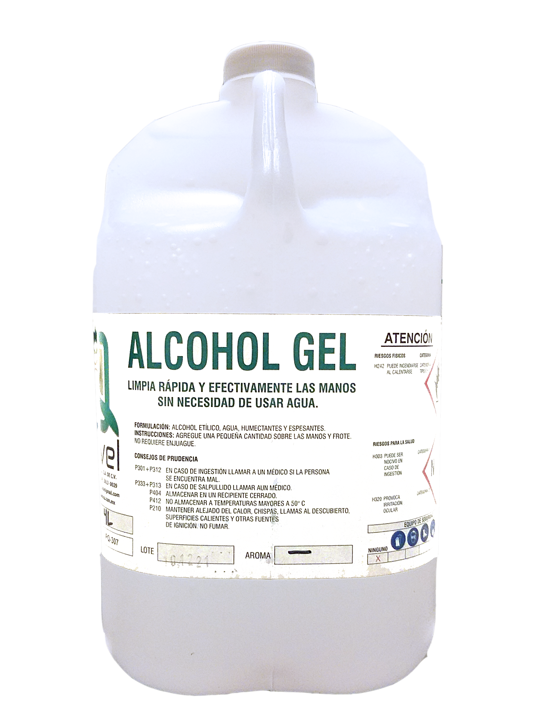 Alcohol en gel con 1 y 4 Lts