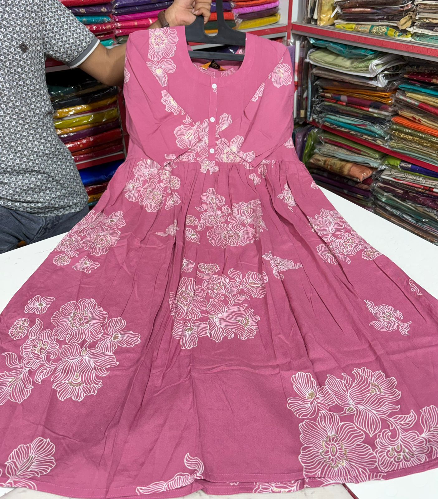 Pink Floral Cotton Dress