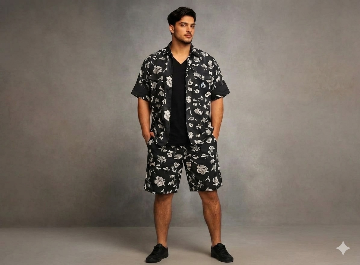 Printed shirt and short