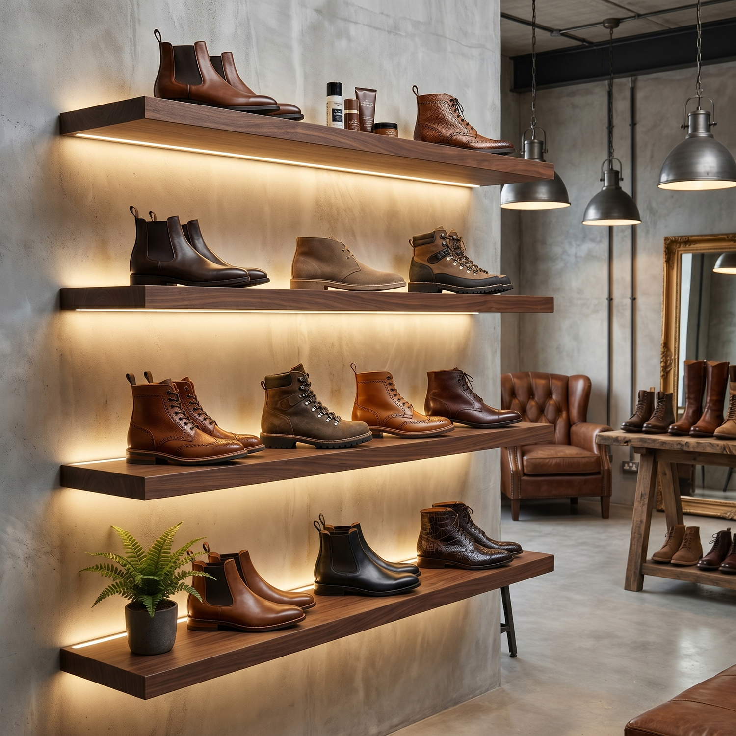 Dark Walnut Floating Shelves with LED Light