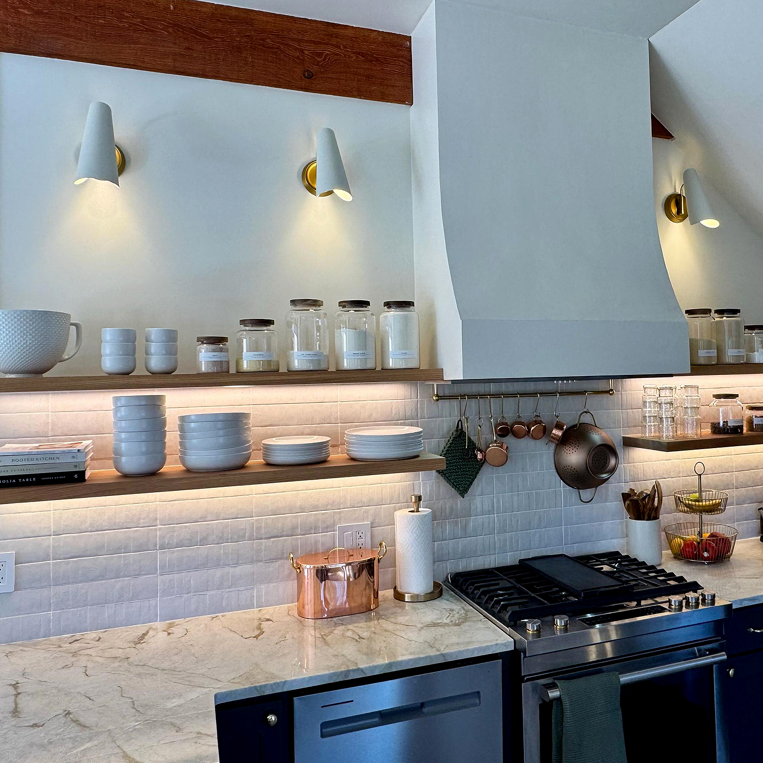 Heavy Duty Wooden LED Floating Shelves for Kitchen