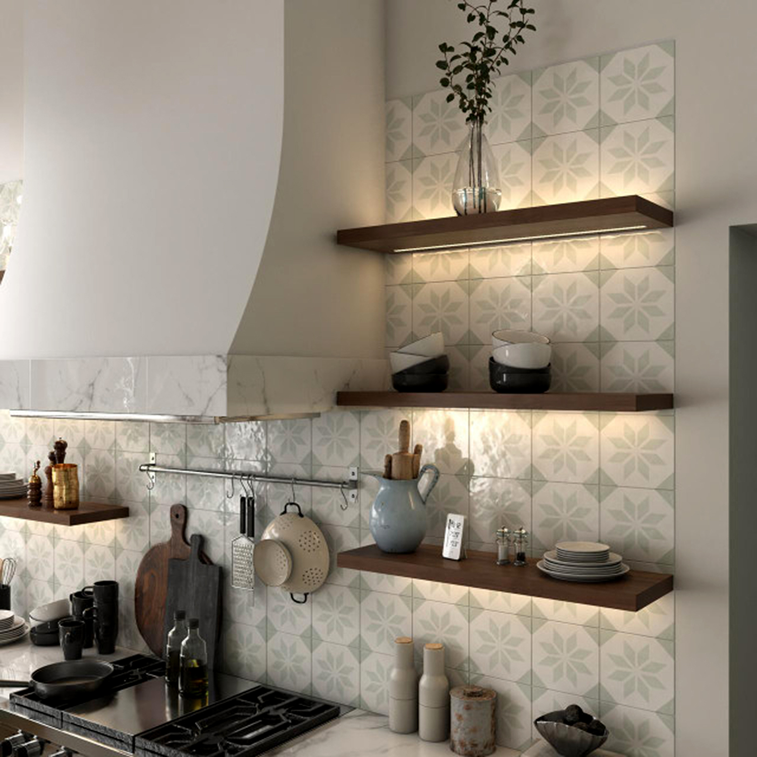 Heavy Duty Wooden LED Floating Shelves for Kitchen