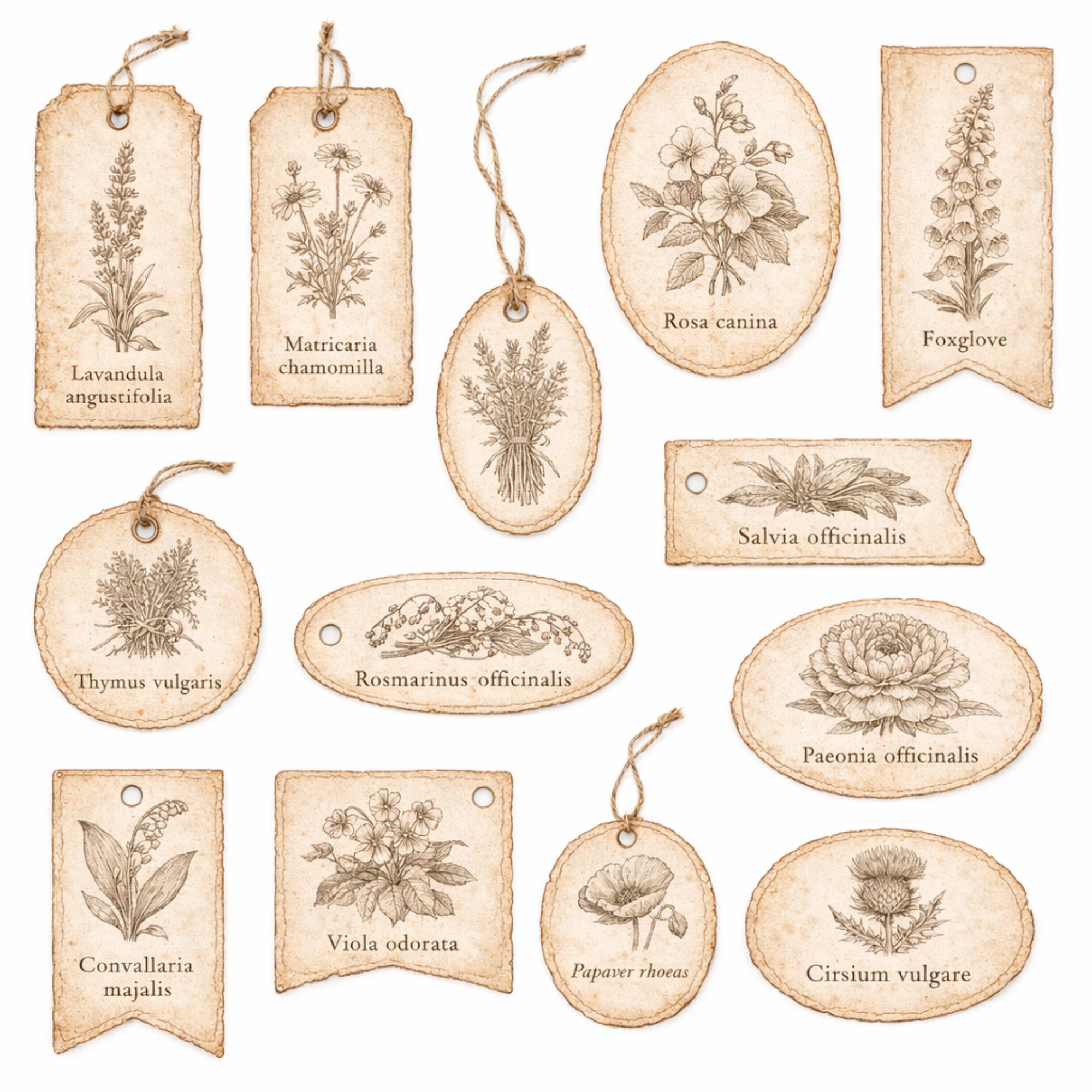 The Botanical Studies Collection — 14 Victorian Herbarium Printables | Plates, Tags & Stamps