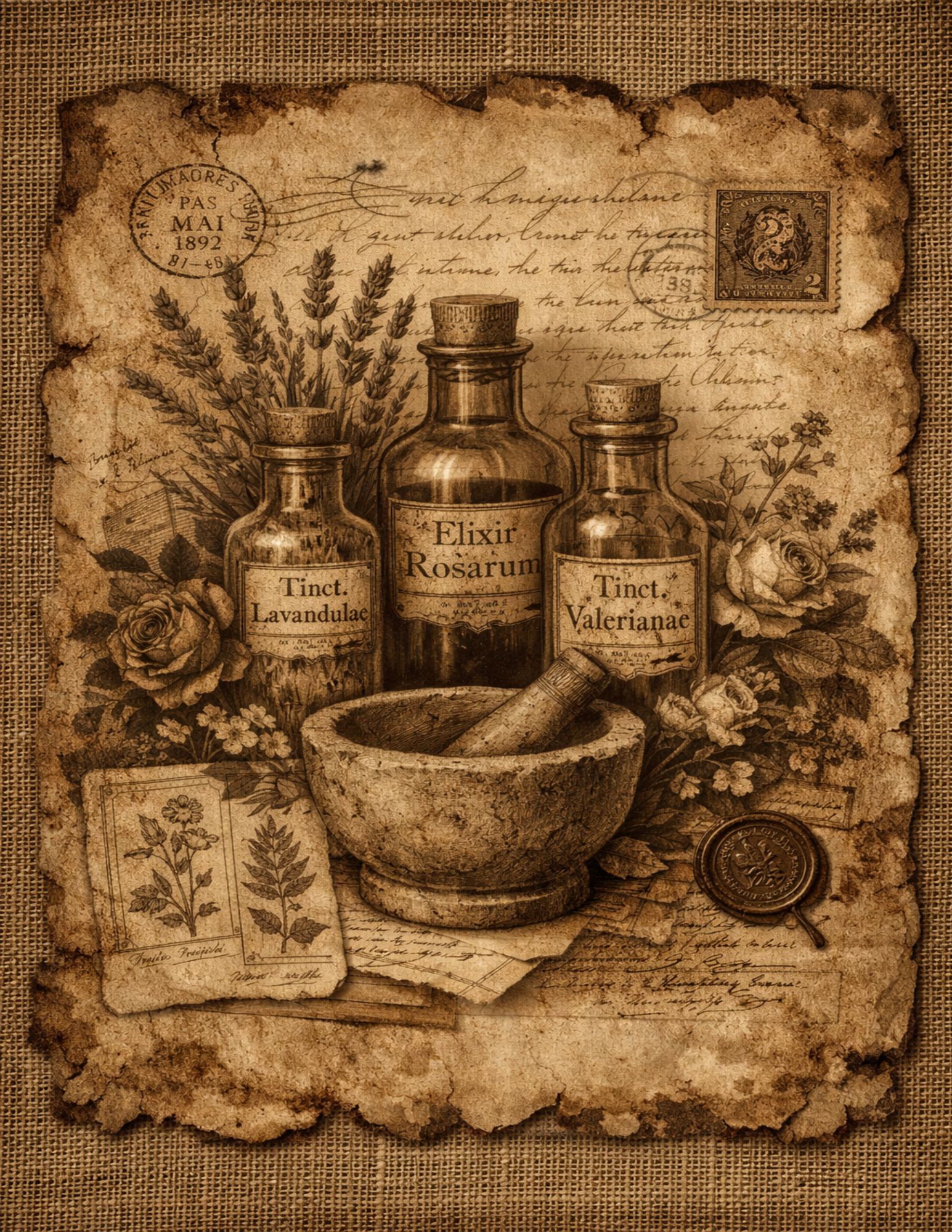 The Herbarium Collection — Vintage Botanical Apothecary Ephemera Printable Bundle