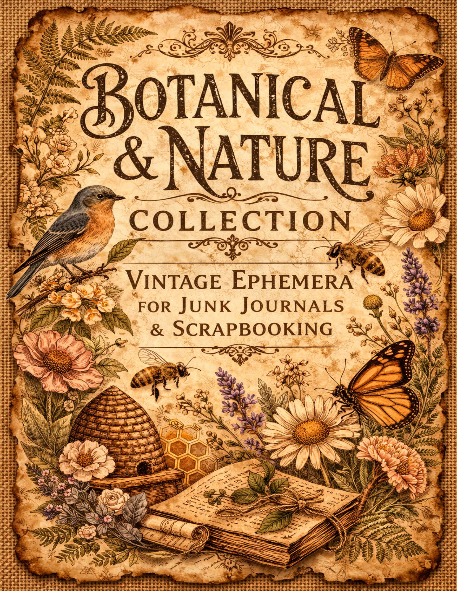 The Botanical & Nature Collection — Vintage Birds, Bees & Music Ephemera Printable Bundle