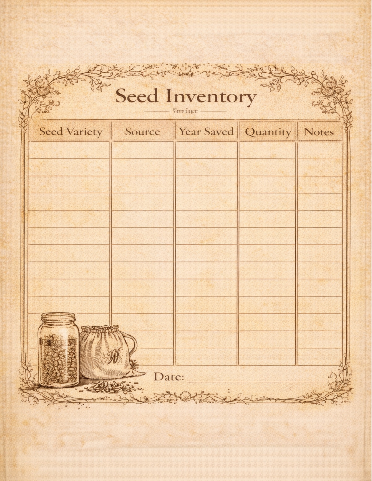 Heirloom Garden Ephemera Printable Kit | Vintage Seed Packet, Botanical Journal Pages, Canning Labels | Junk Journal Digital Download JPG