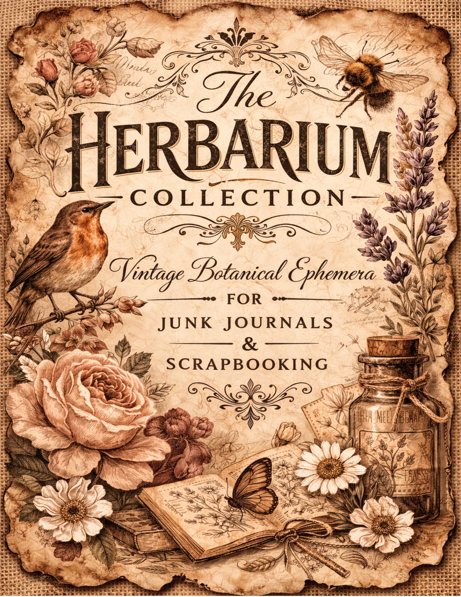 The Herbarium Collection — Vintage Botanical Apothecary Ephemera Printable Bundle