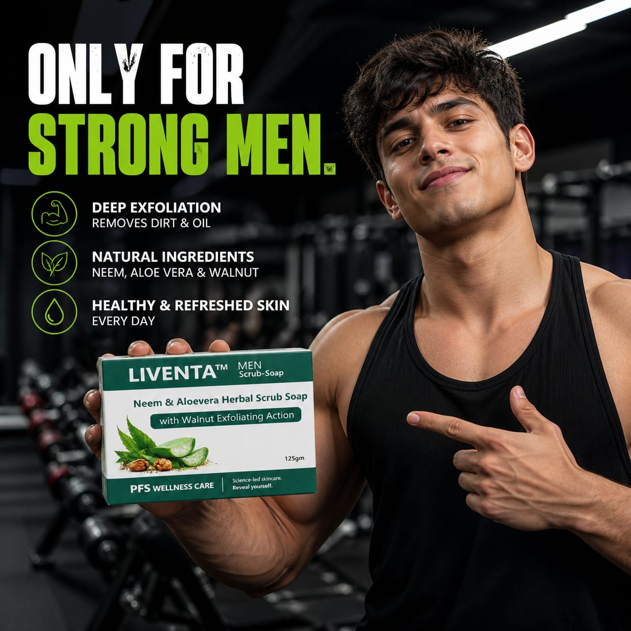 Liventa Men Neem & Aloe Vera Herbal Scrub Soap
