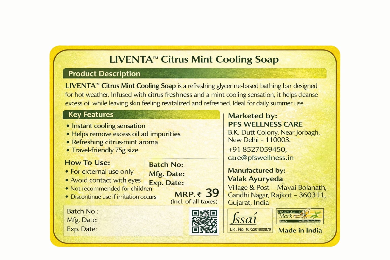 Liventa Citrus Mint Cooling Soap