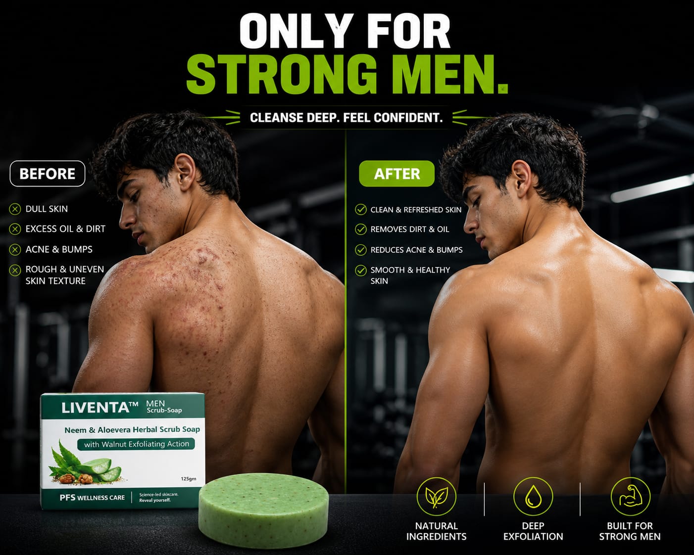 Liventa Men Neem & Aloe Vera Herbal Scrub Soap