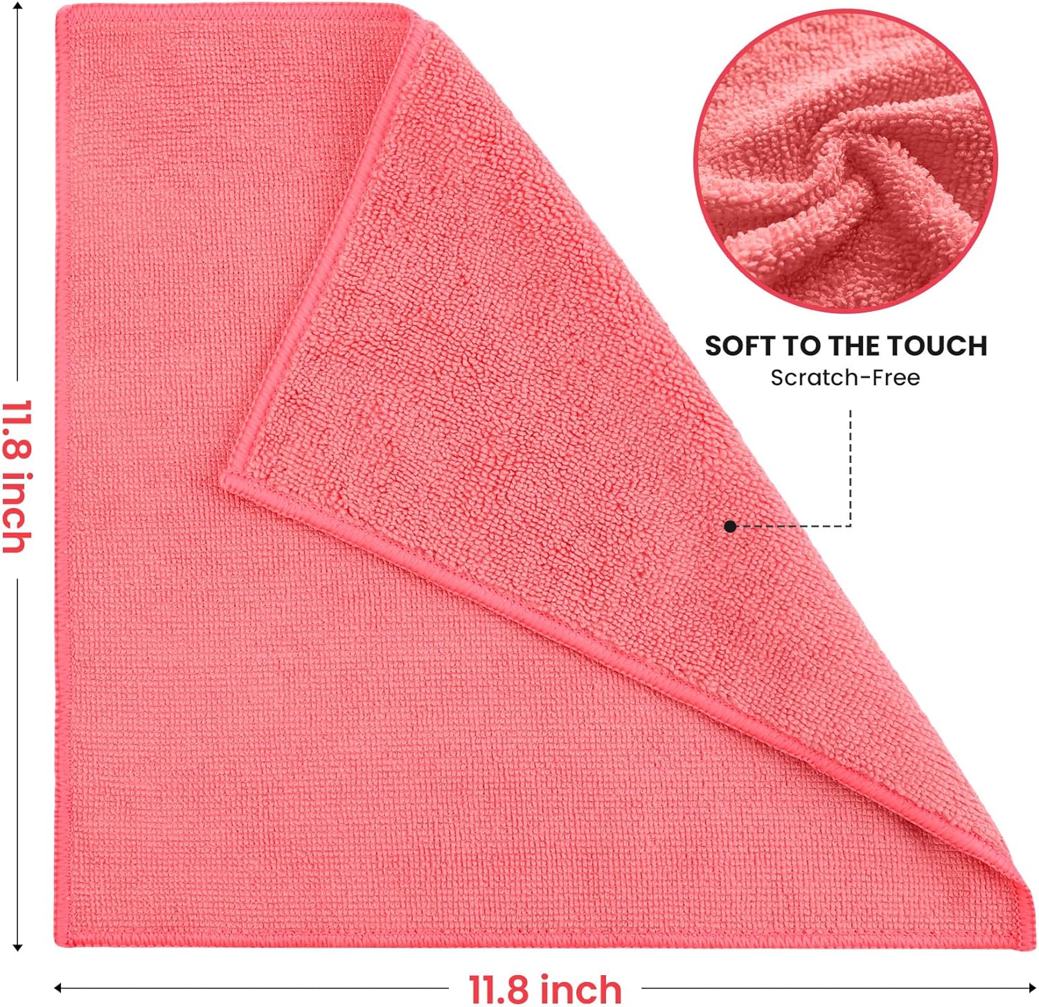 Microfiber Cleaning Cloth, 12 Pack Assorted Color Cleaning Rags for Housekeeping