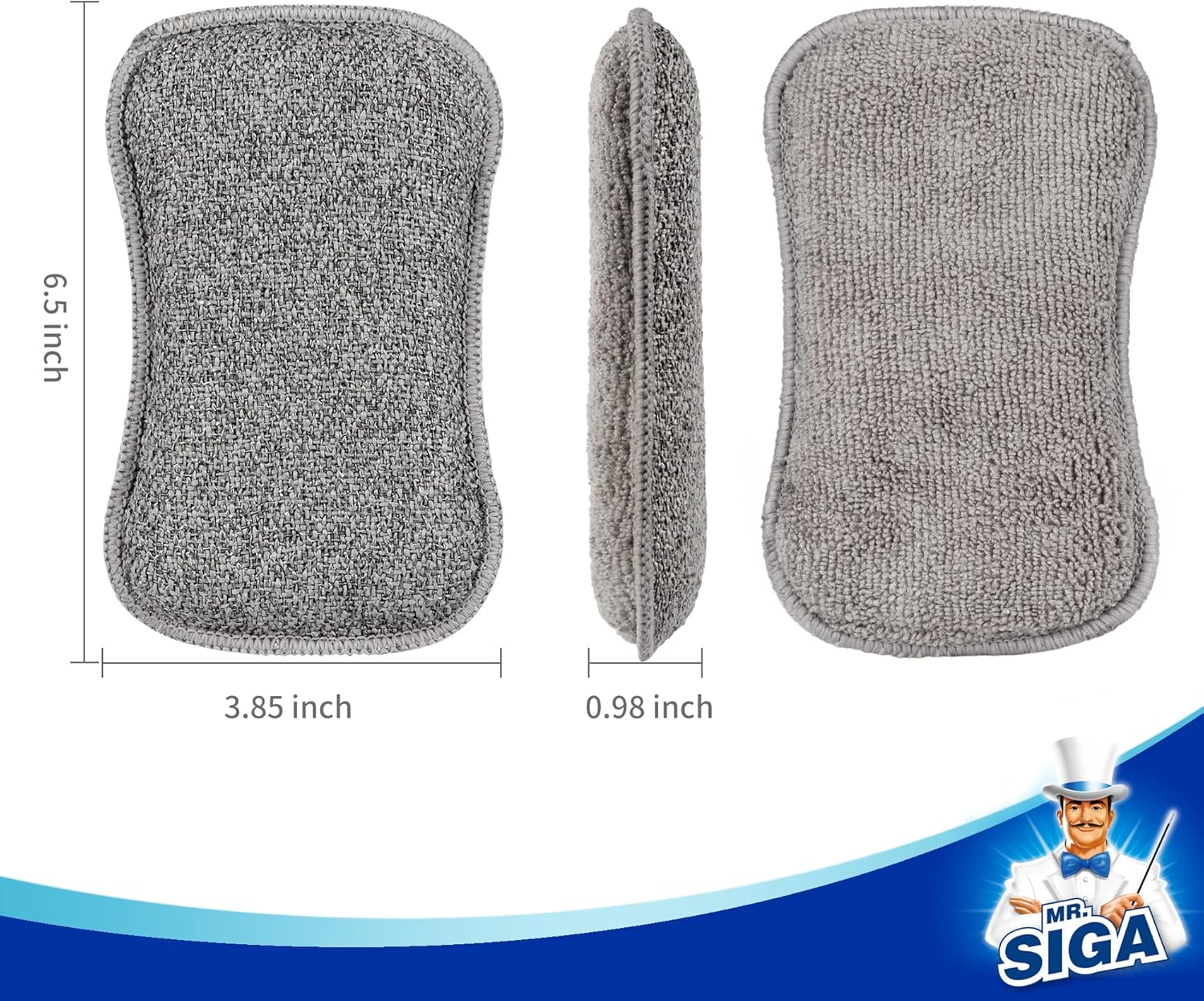 MR.SIGA Dual-Sided Scrub Sponges