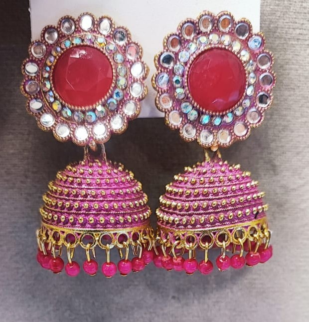  Stone Jhumka Earrings in 5 colours