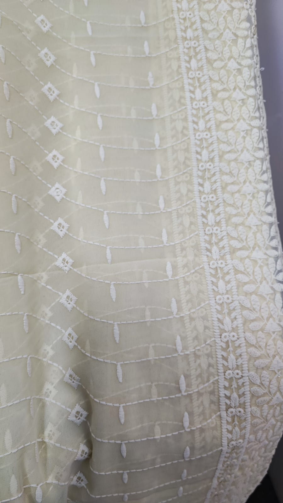 Pastel Yellow Chickenkari 3 piece suit in lemon colour 