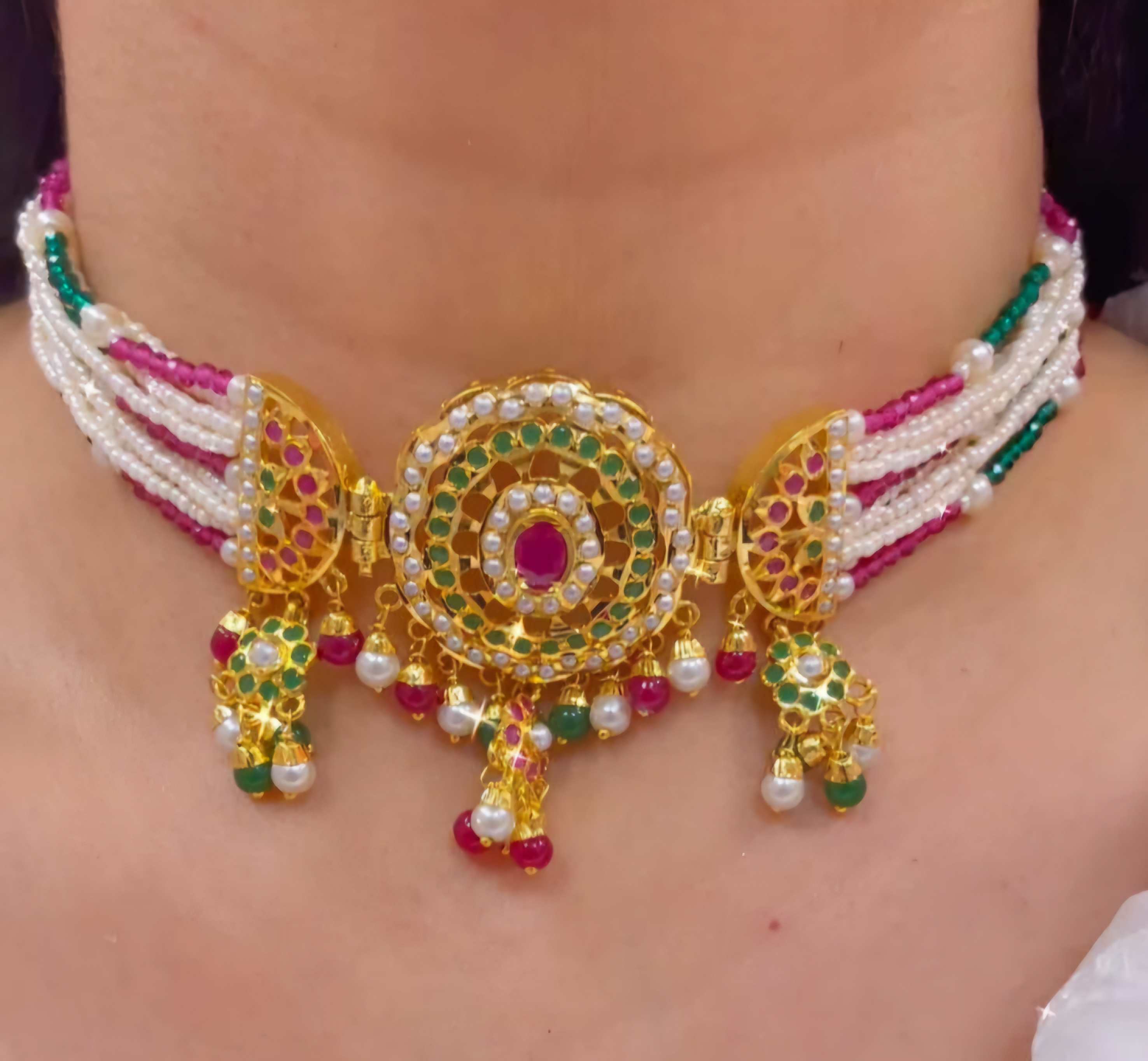 Traditional Kundan Gold plated, Bead Choker set