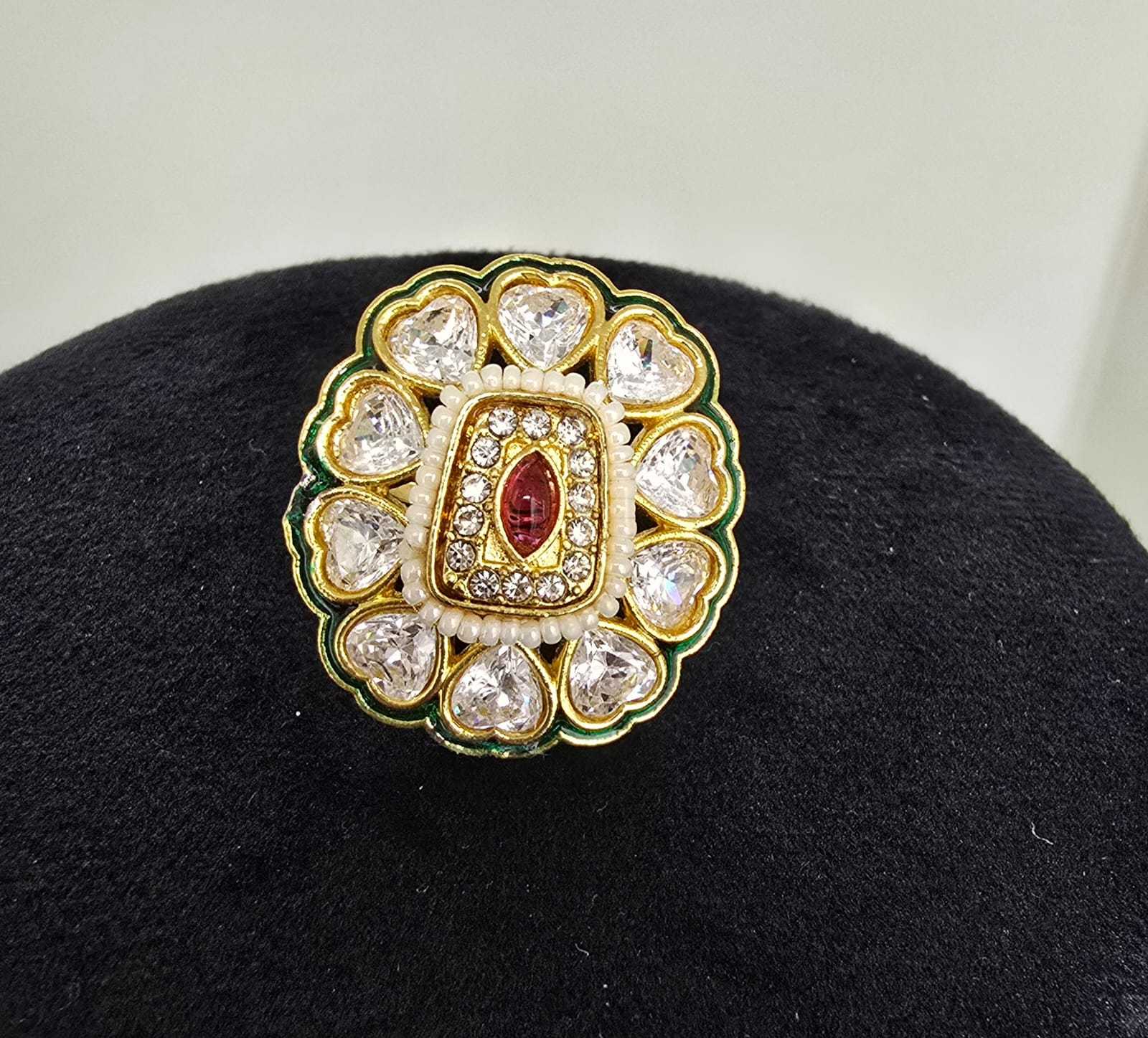 Kundan Polki Floral Statement Ring