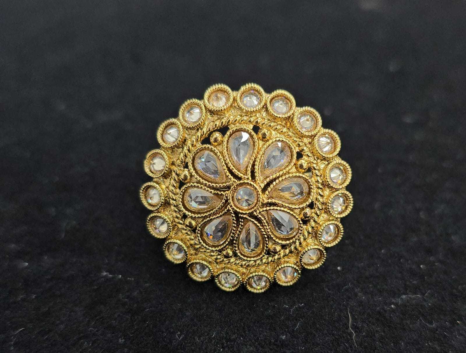 Kundan Floral style Statement Ring