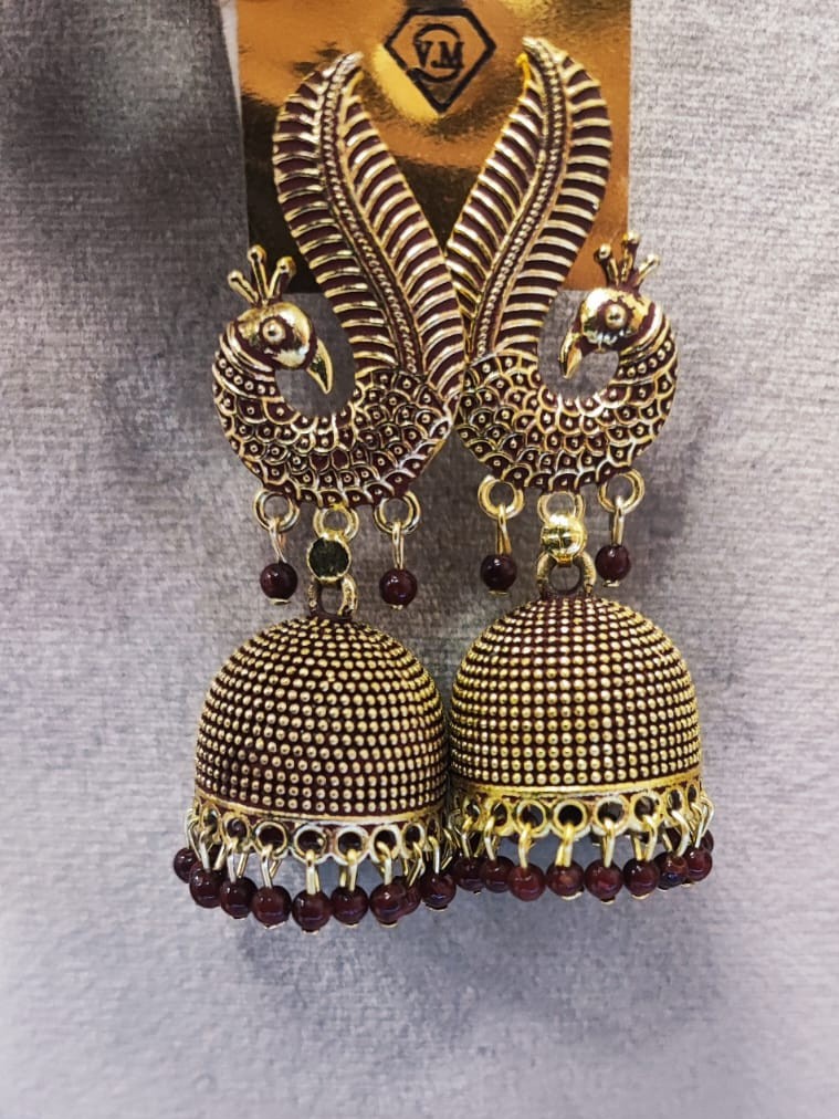 Peacock Jhumka Earrings