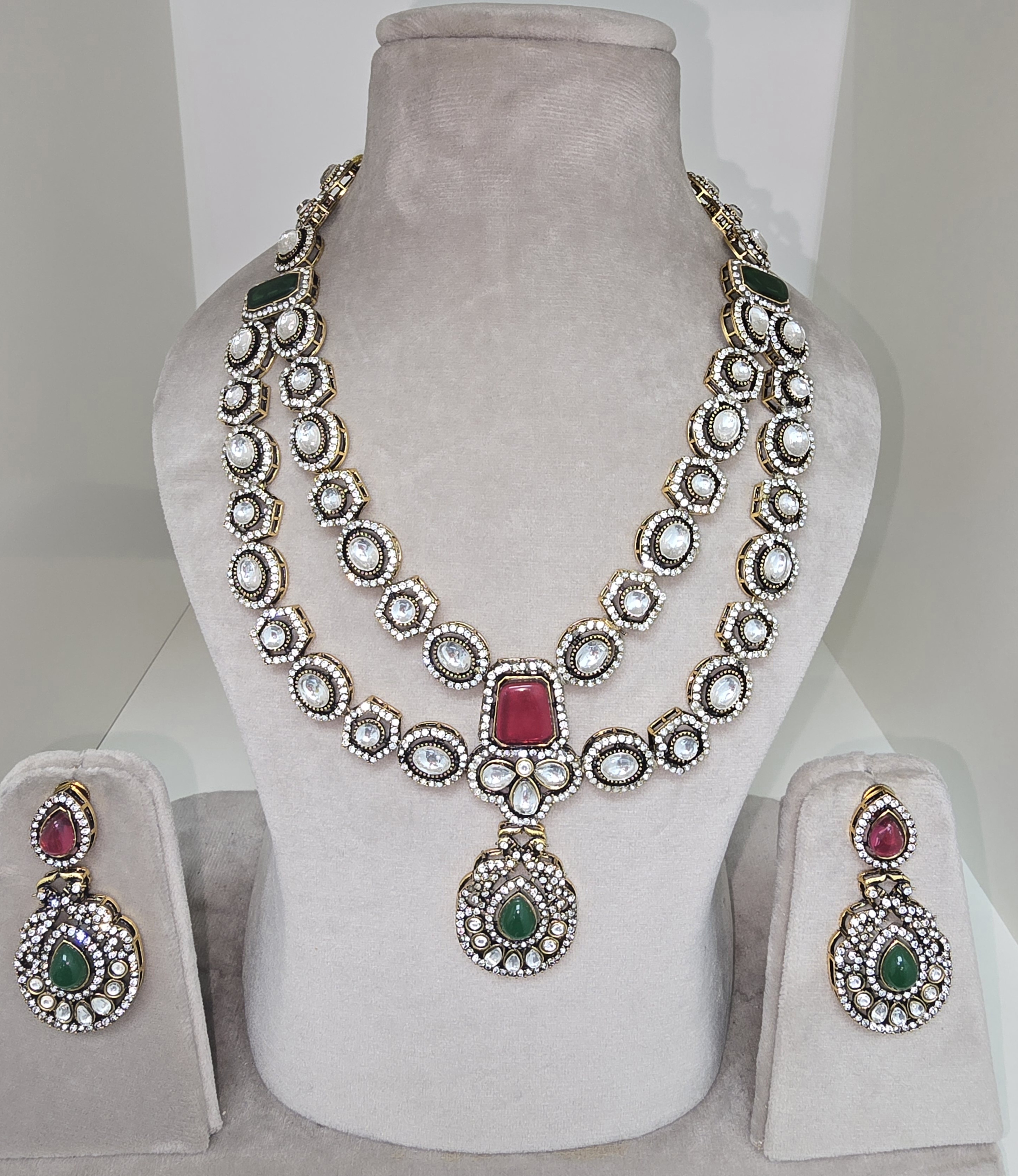 Elegant Gemstone Necklace & Earring Set
