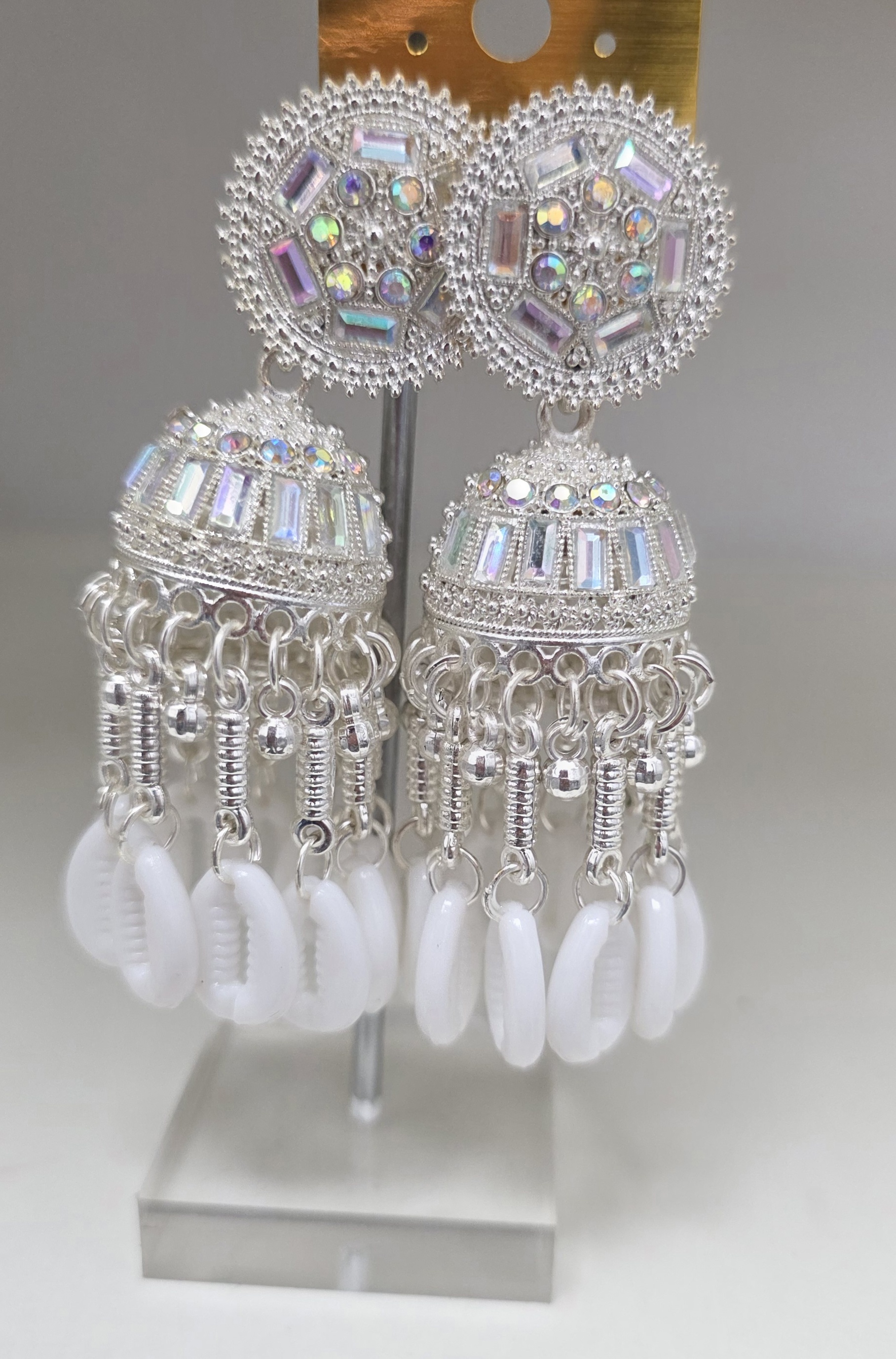 Silver Crystal Drop Earrings