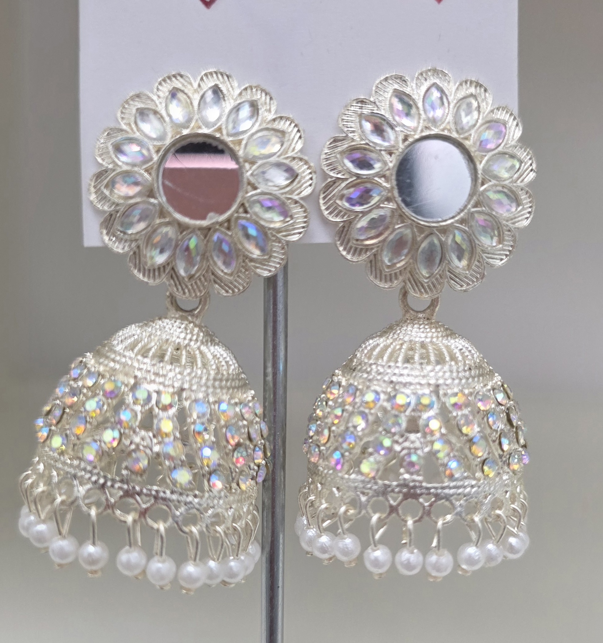 Mirror Work Jhumka Earrings