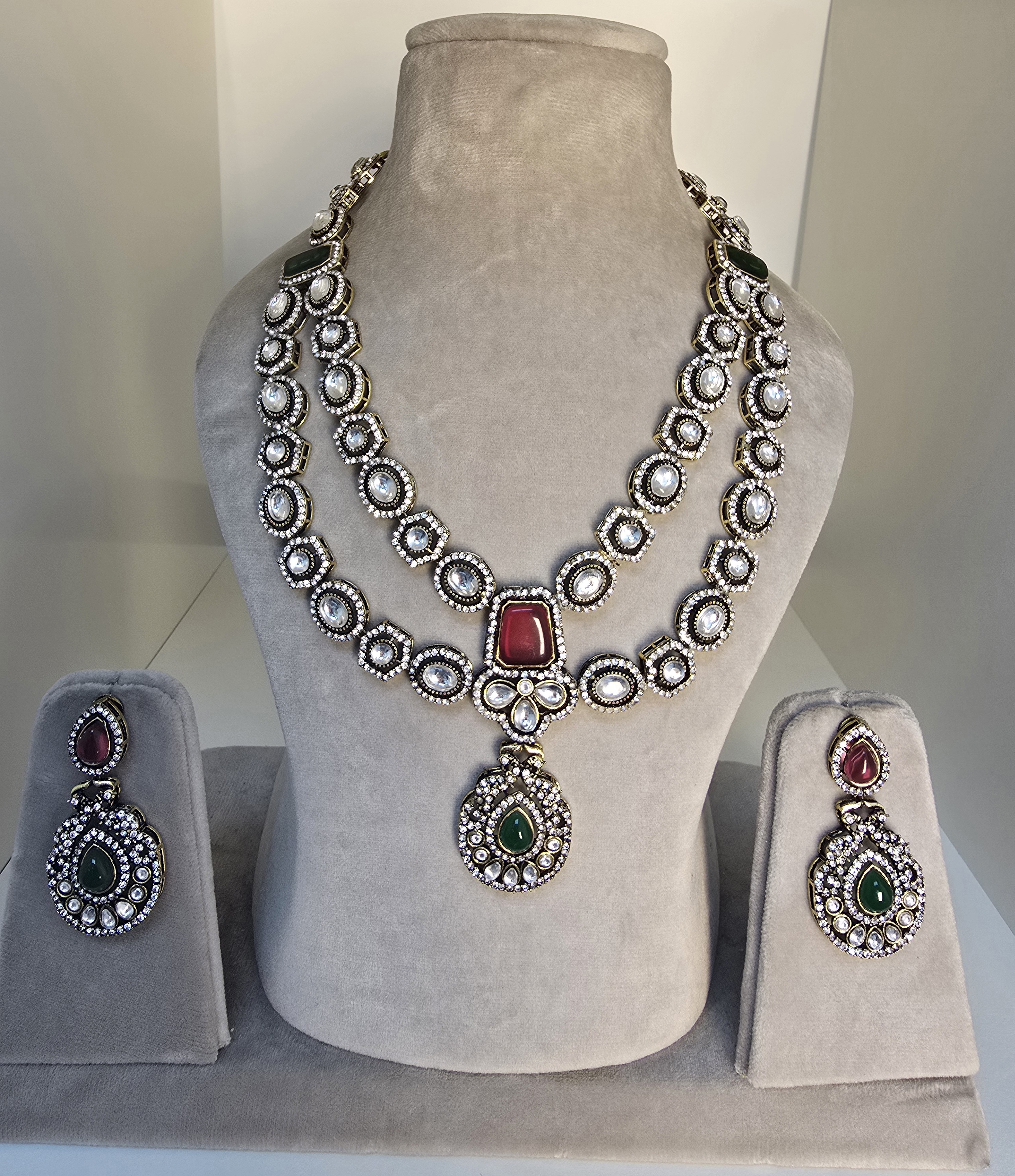 Elegant Gemstone Necklace & Earring Set
