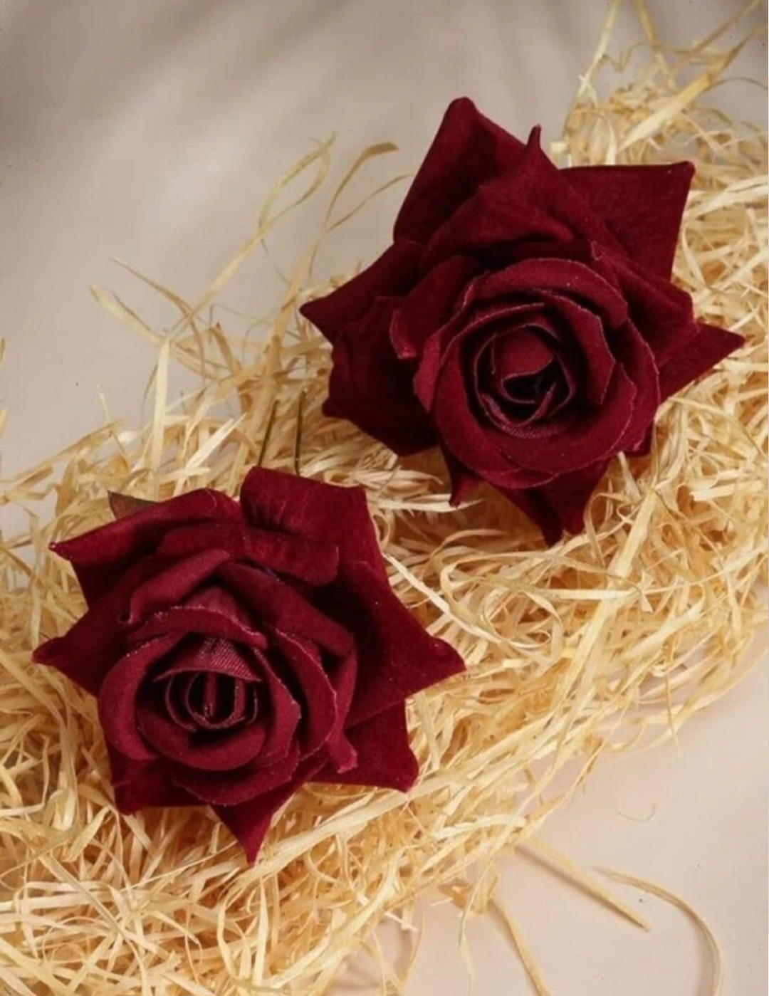 Maroon Rose Hair Pins set of 4