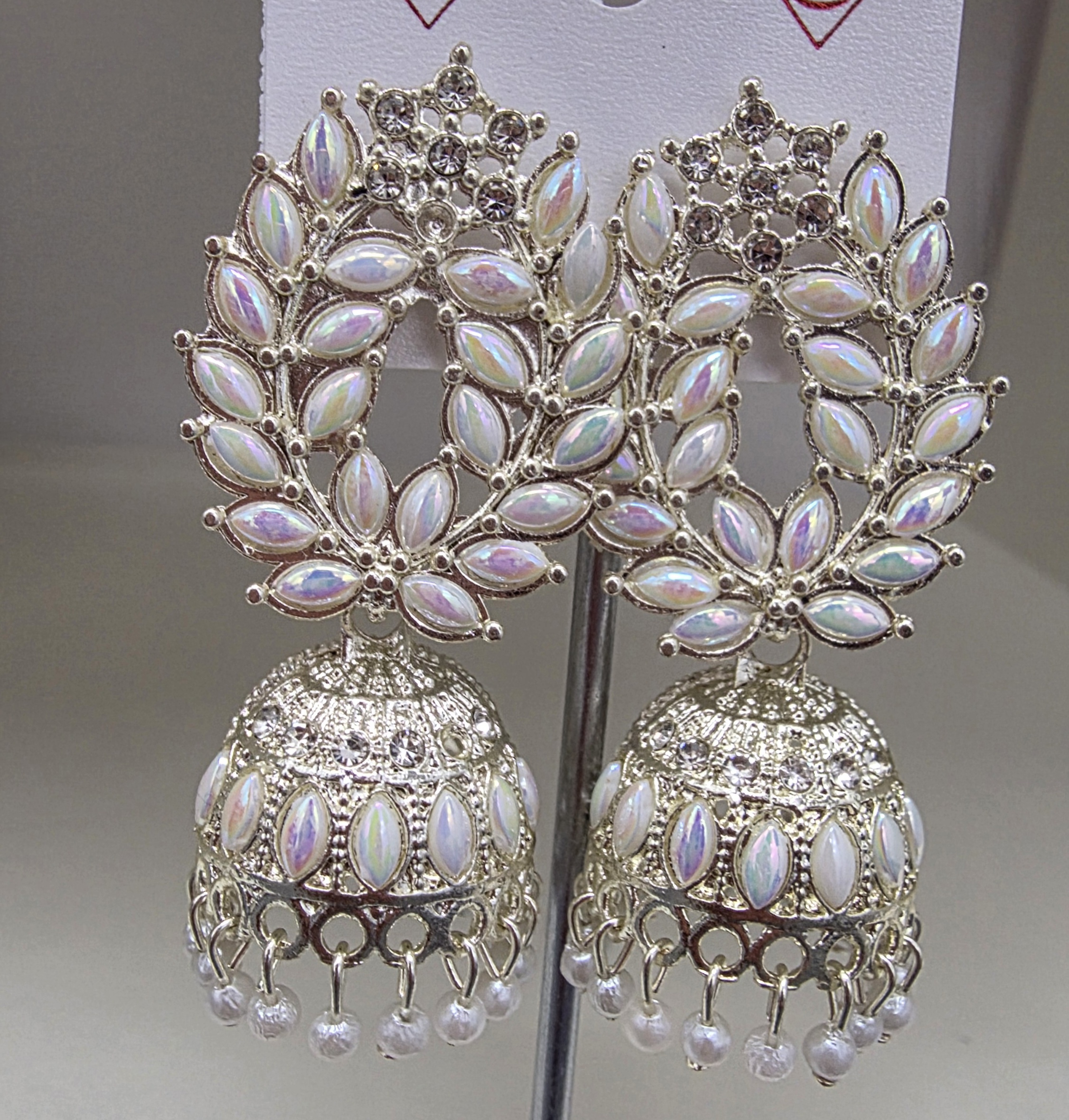 Pearl Leaf Jhumka Earrings
