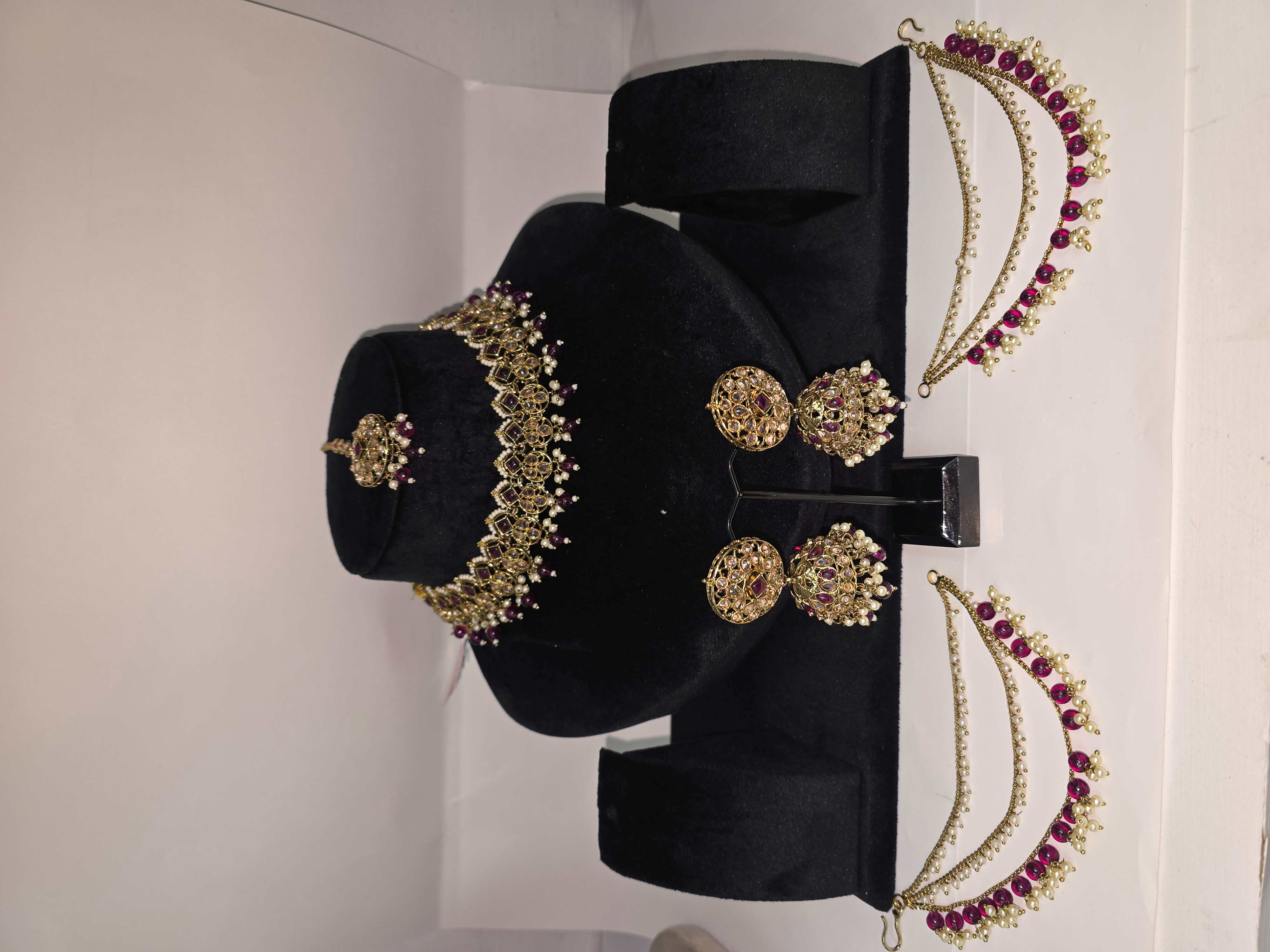 Party wear 3 piece set with stranded earrings