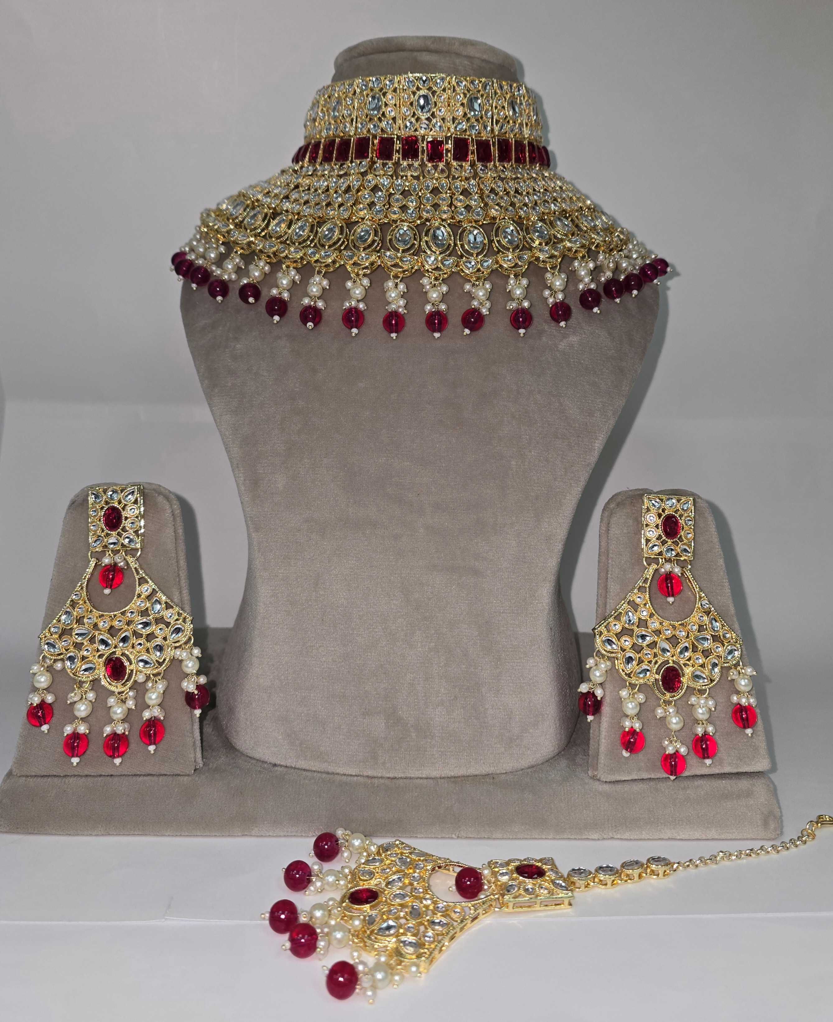Elegant Gold & Ruby Bridal Jewellery Set