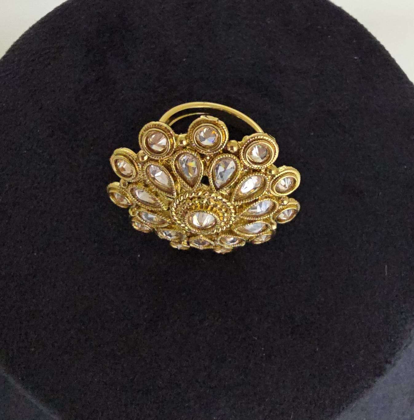 Gold-Plated Kundan Statement Ring
