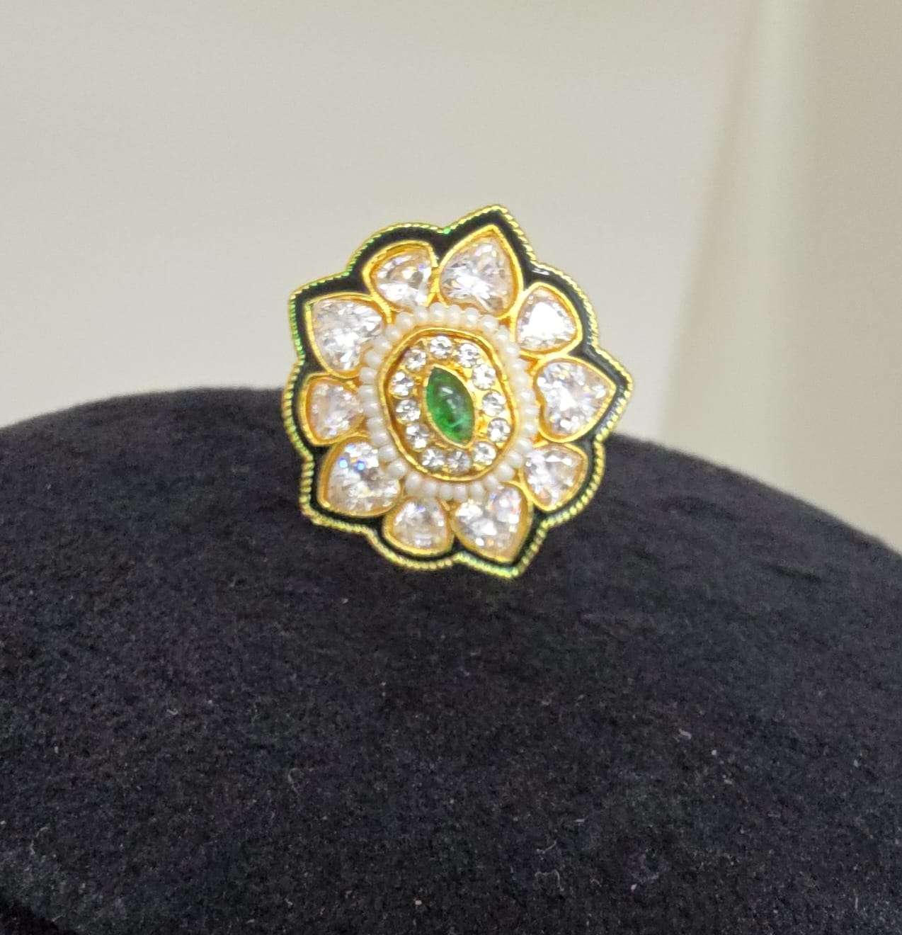 Floral Kundan Statement Ring