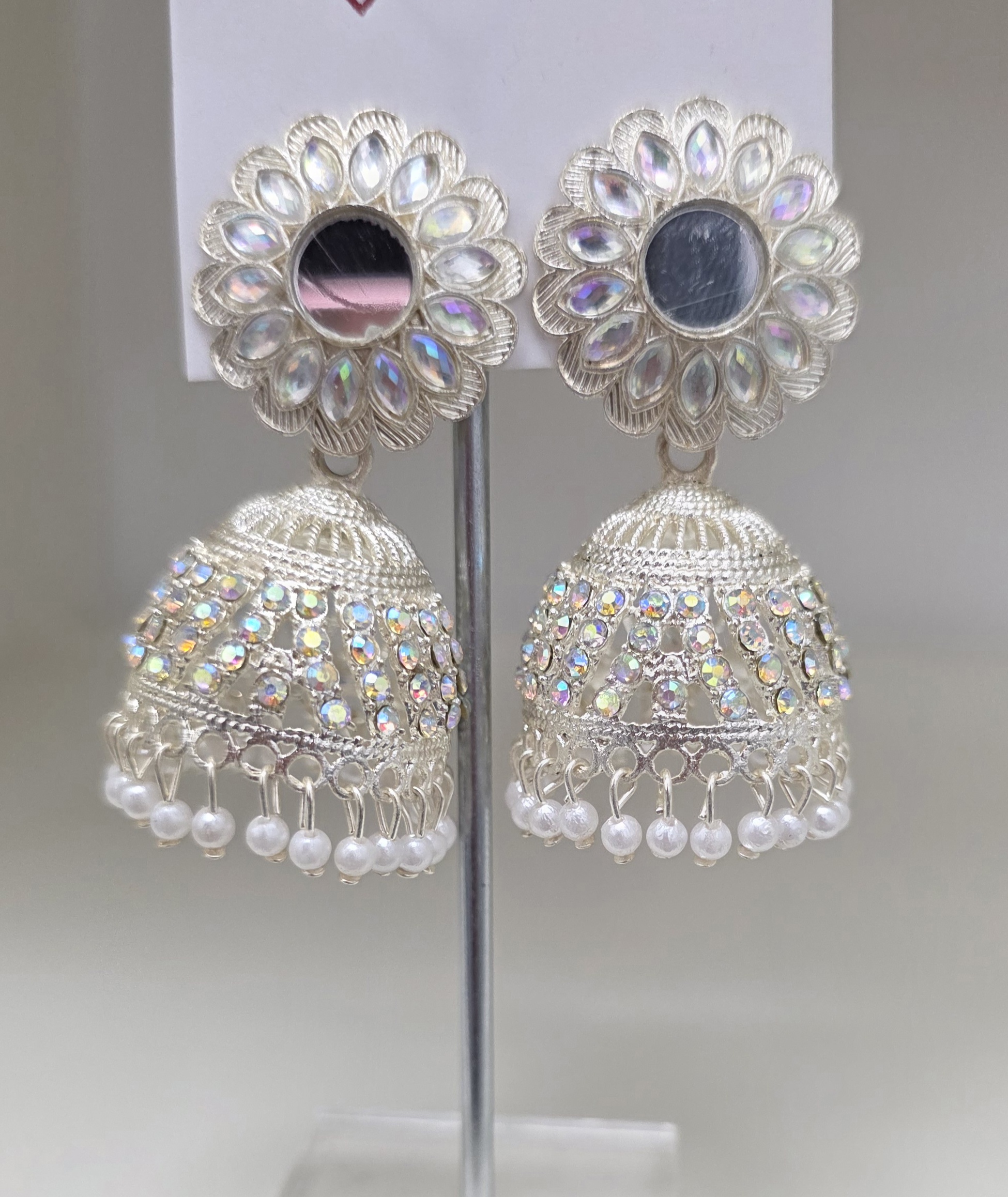Mirror Work Jhumka Earrings