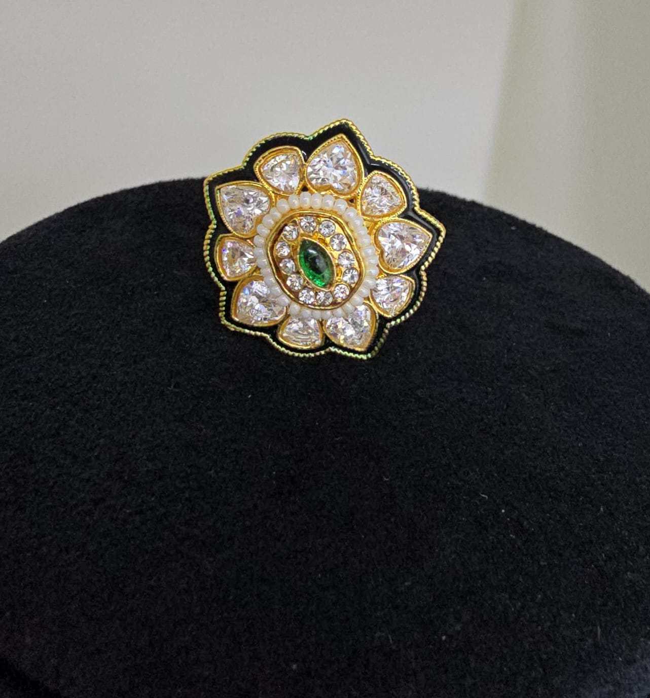 Floral Kundan Statement Ring