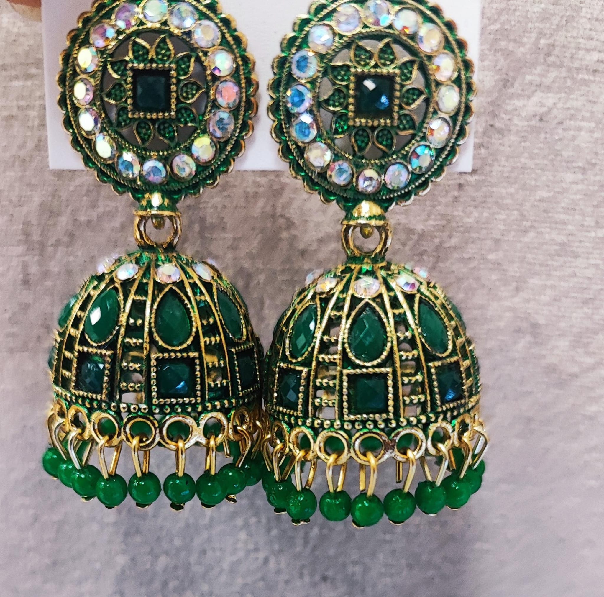Emerald Jhumki Earrings