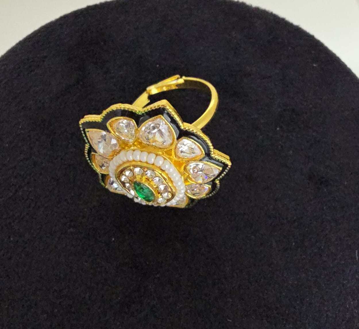 Floral Kundan Statement Ring