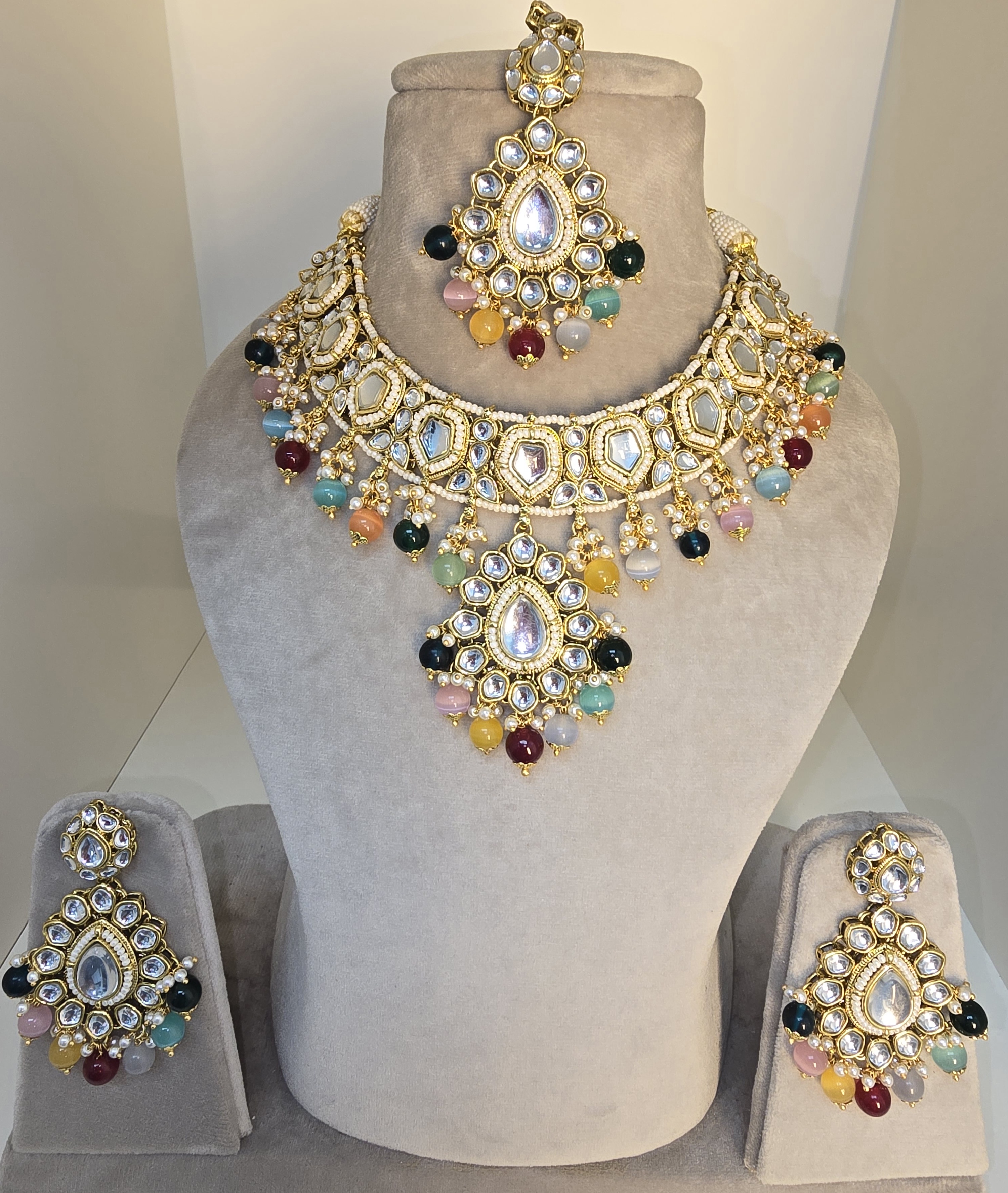 Traditional Kundan Meenakari Jewellery Sets in 5 colours