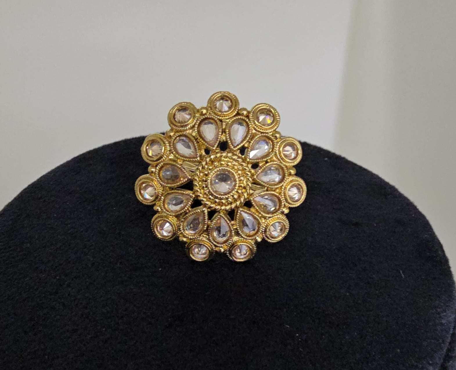 Gold-Plated Kundan Statement Ring