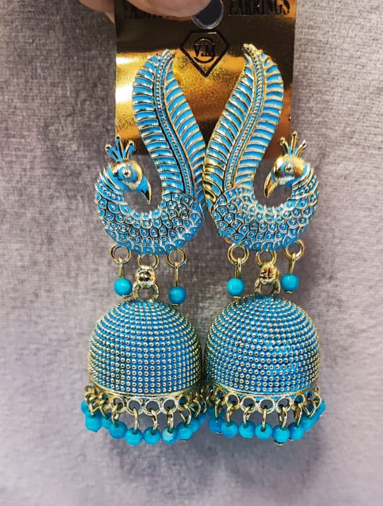 Peacock Jhumka Earrings