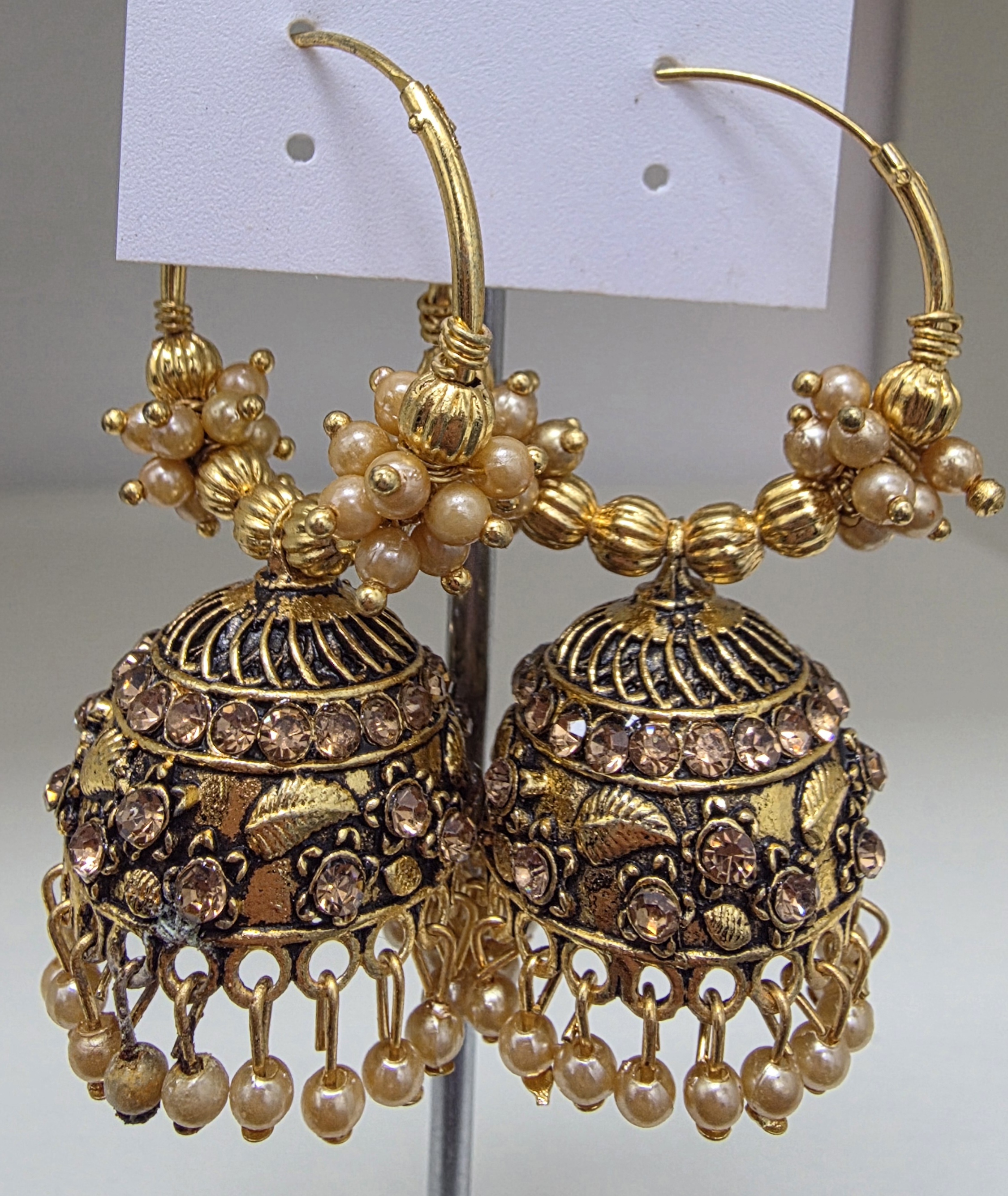 Antique Golden bali Jhumka Earrings