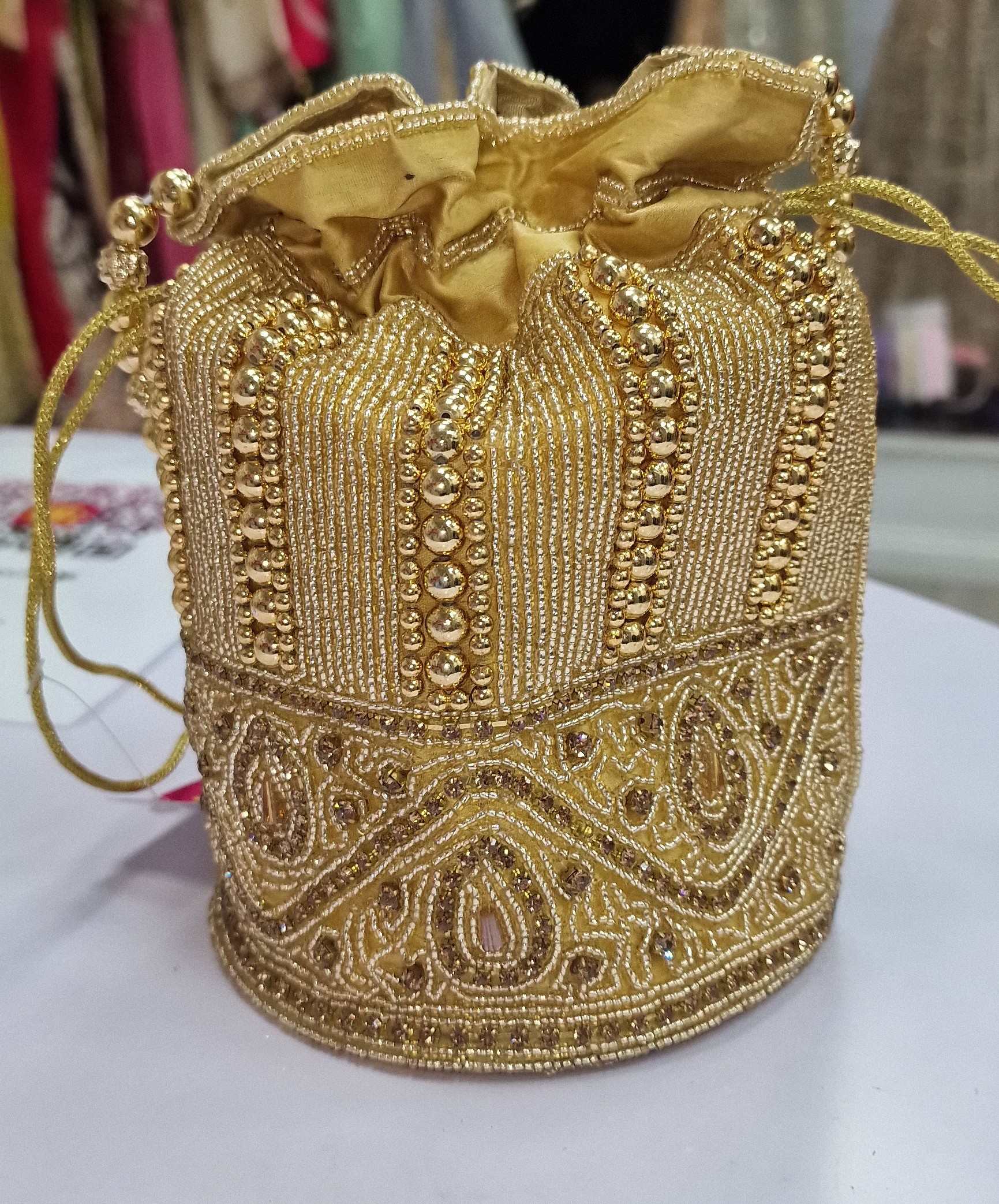 Embroidered Gold Potli Bag