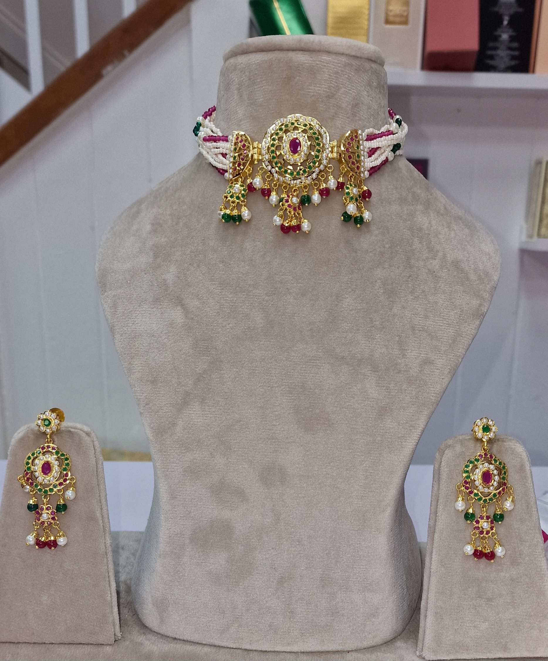 Traditional Kundan Gold plated, Bead Choker set