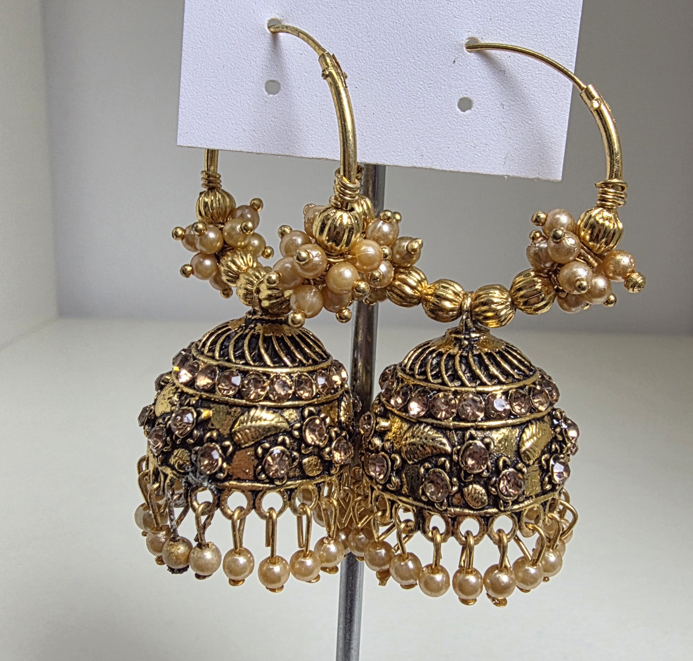 Antique Golden bali Jhumka Earrings
