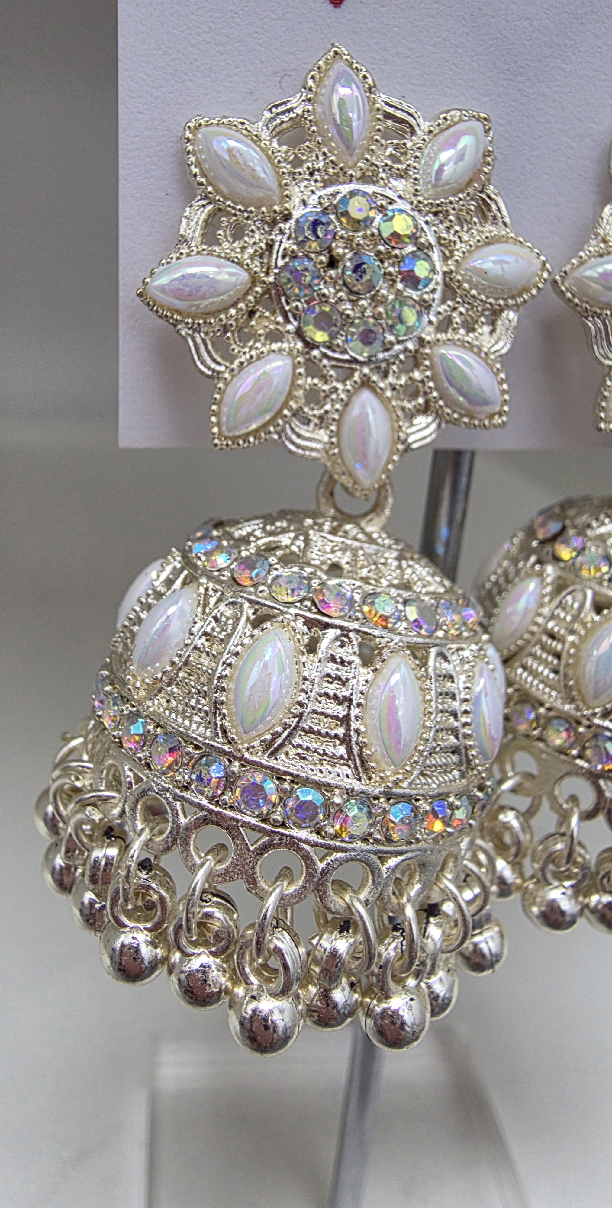 Pearl and Crystal Jhumka Earrings