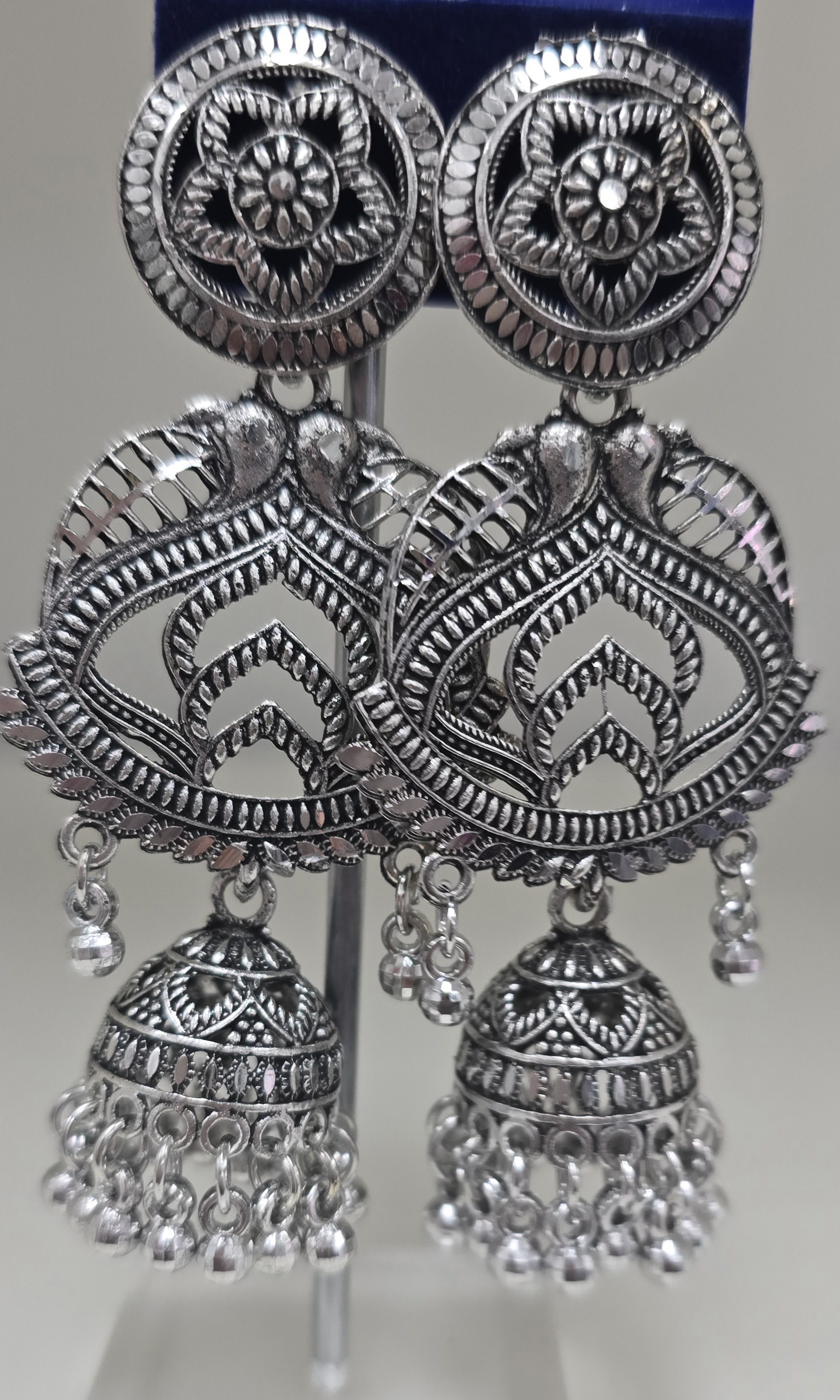 Antique Silver Jhumka Earrings