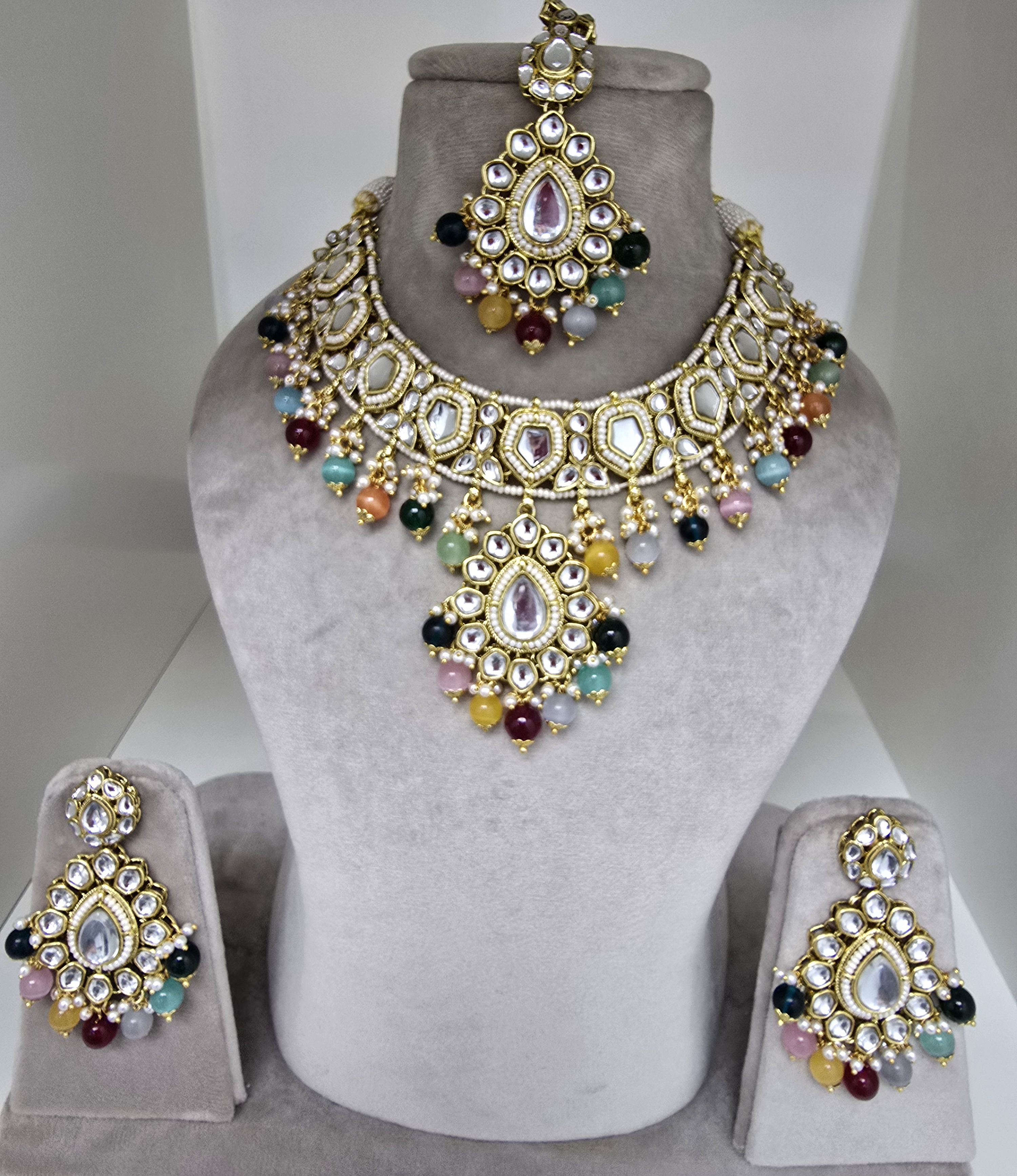 Traditional Kundan Meenakari Jewellery Sets in 5 colours