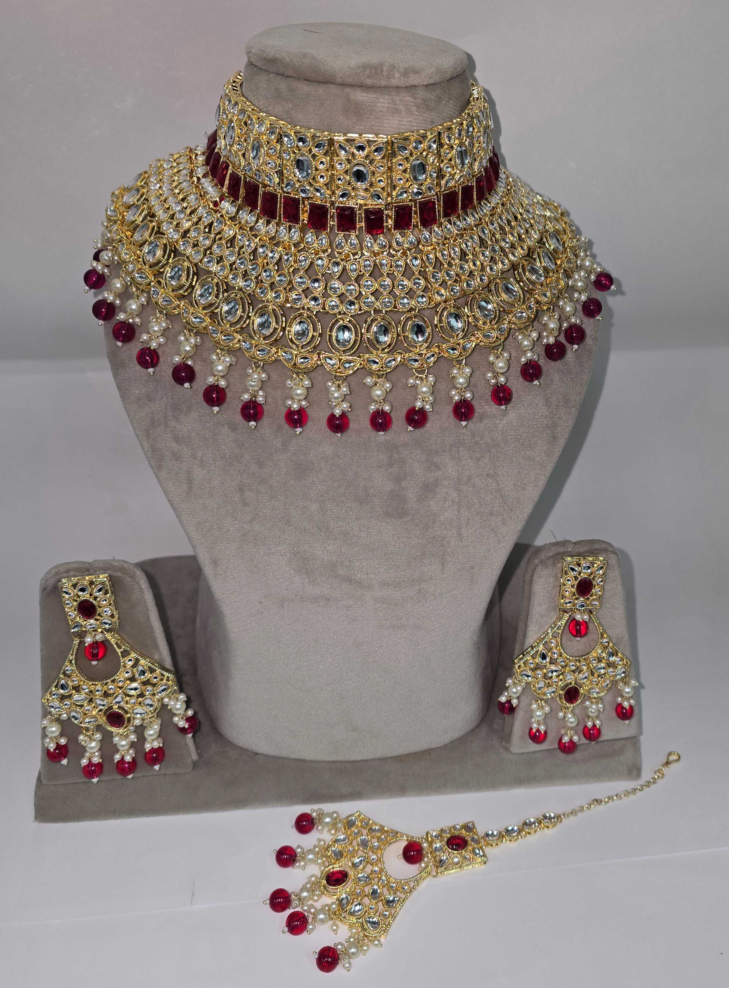 Elegant Gold & Ruby Bridal Jewellery Set