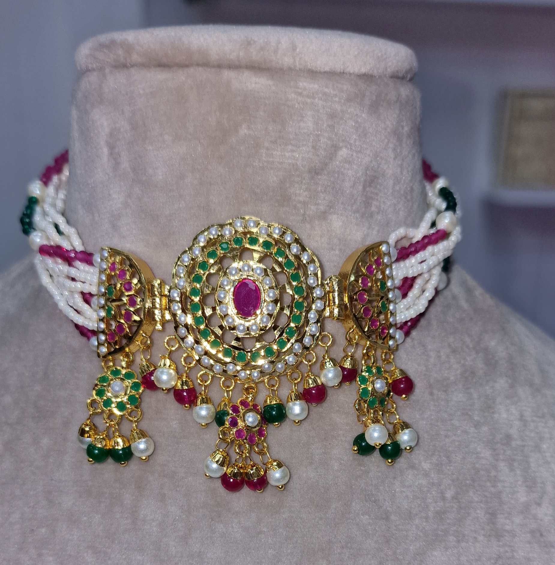 Traditional Kundan Gold plated, Bead Choker set