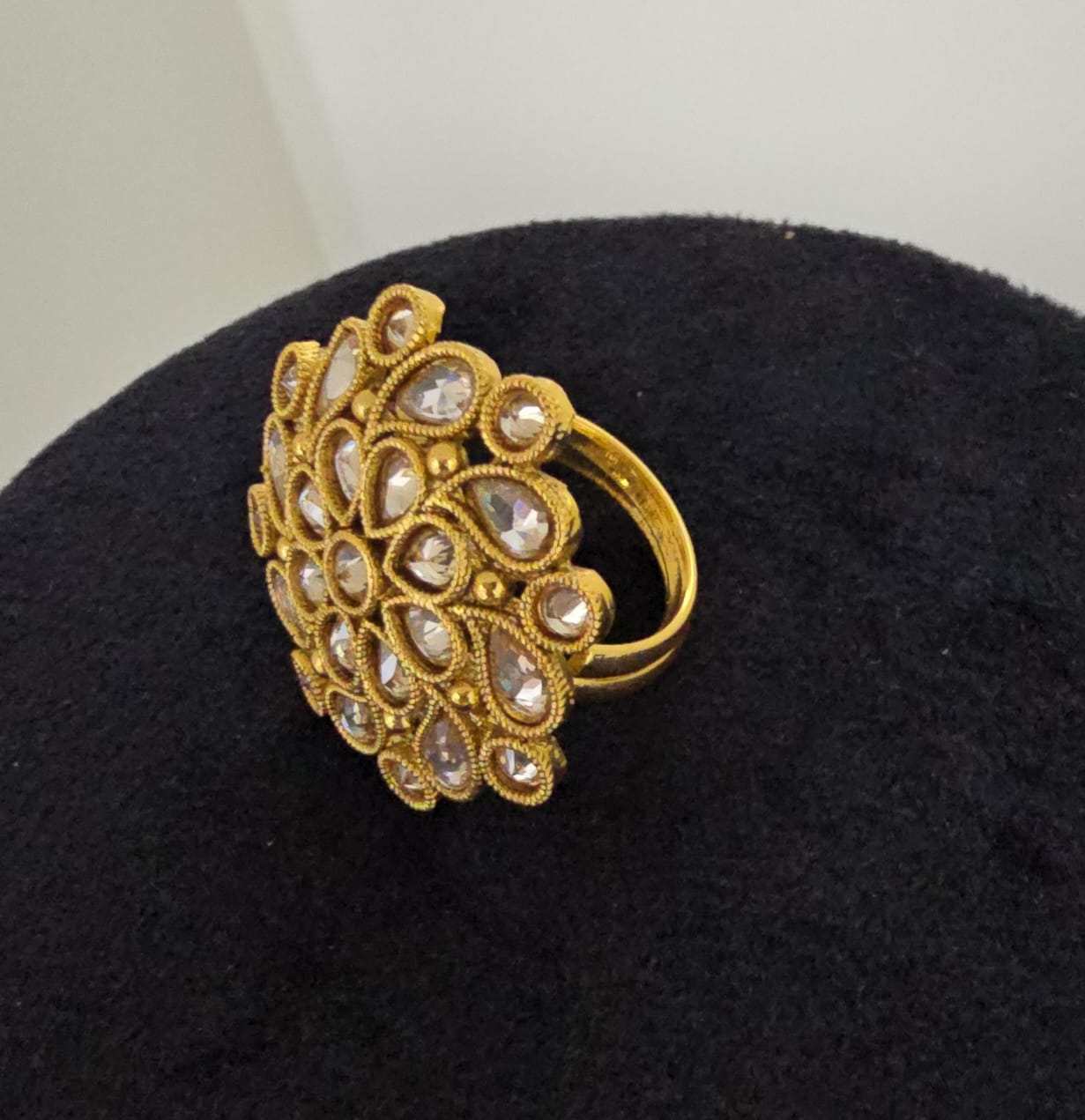 Gold-Plated Kundan Statement Ring